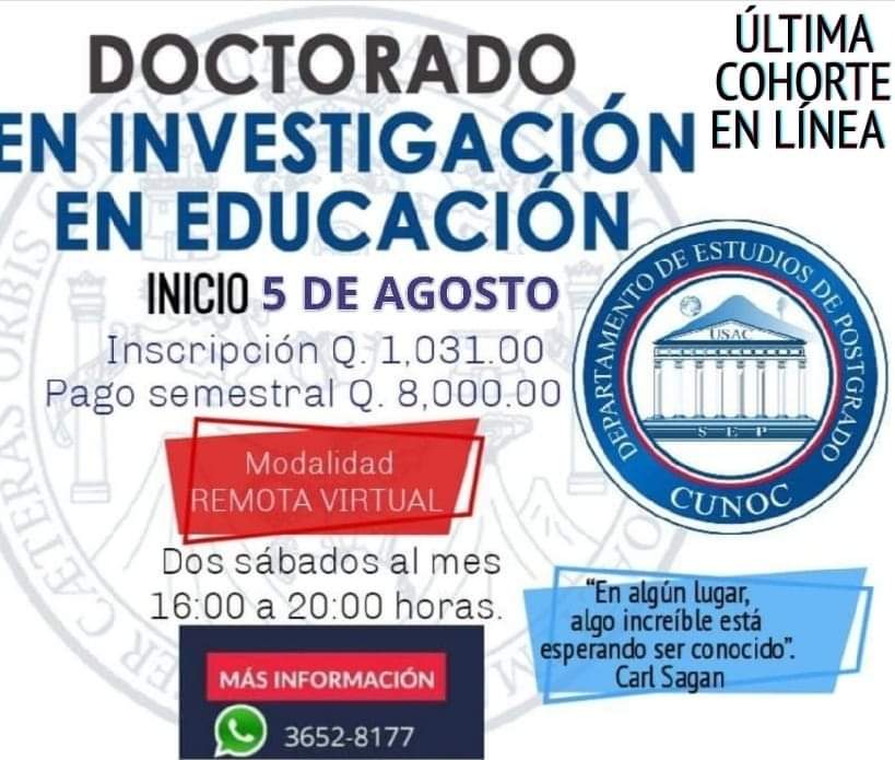 Última Cohorte en Línea del Doctorado en Investigación en Educación