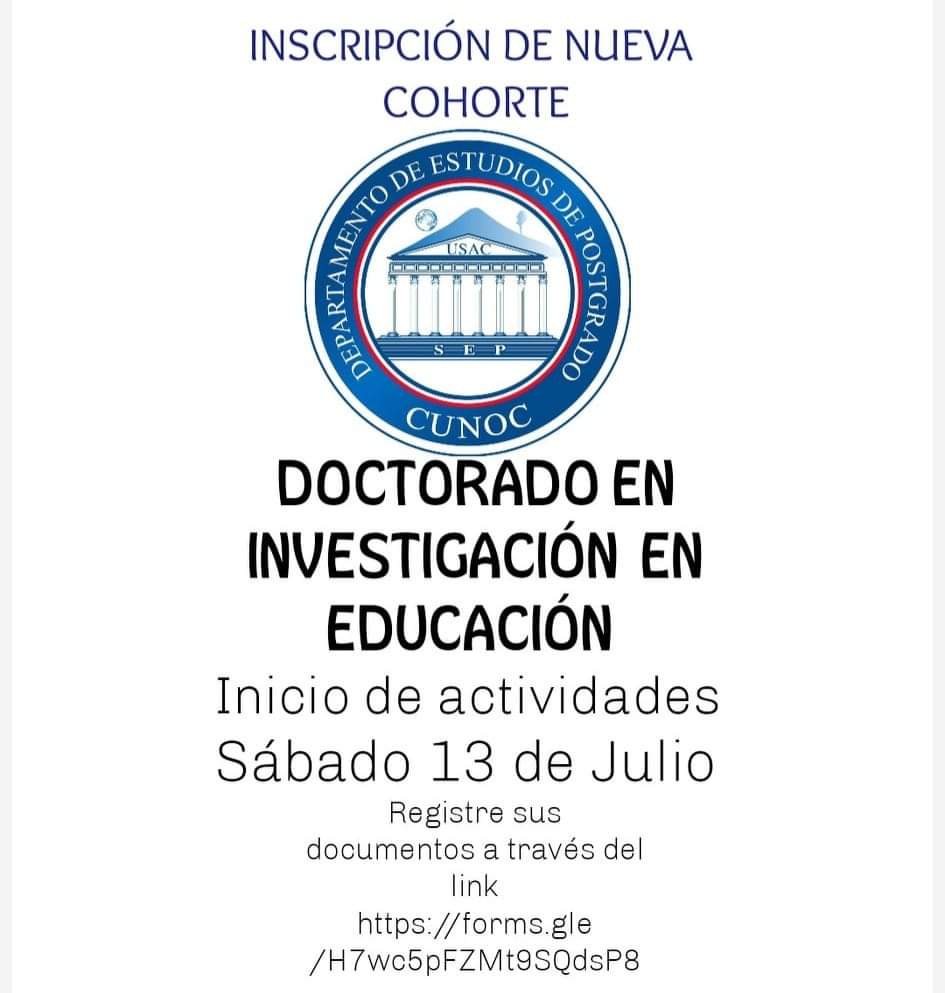 Nueva Cohorte Doctorado en Investigación en Educación