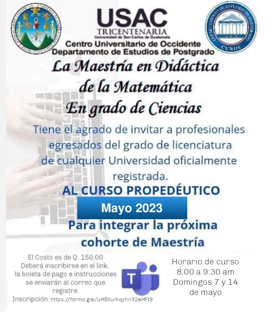 Curso Propedéutico Maestría en Didáctica de la Matemática 2023