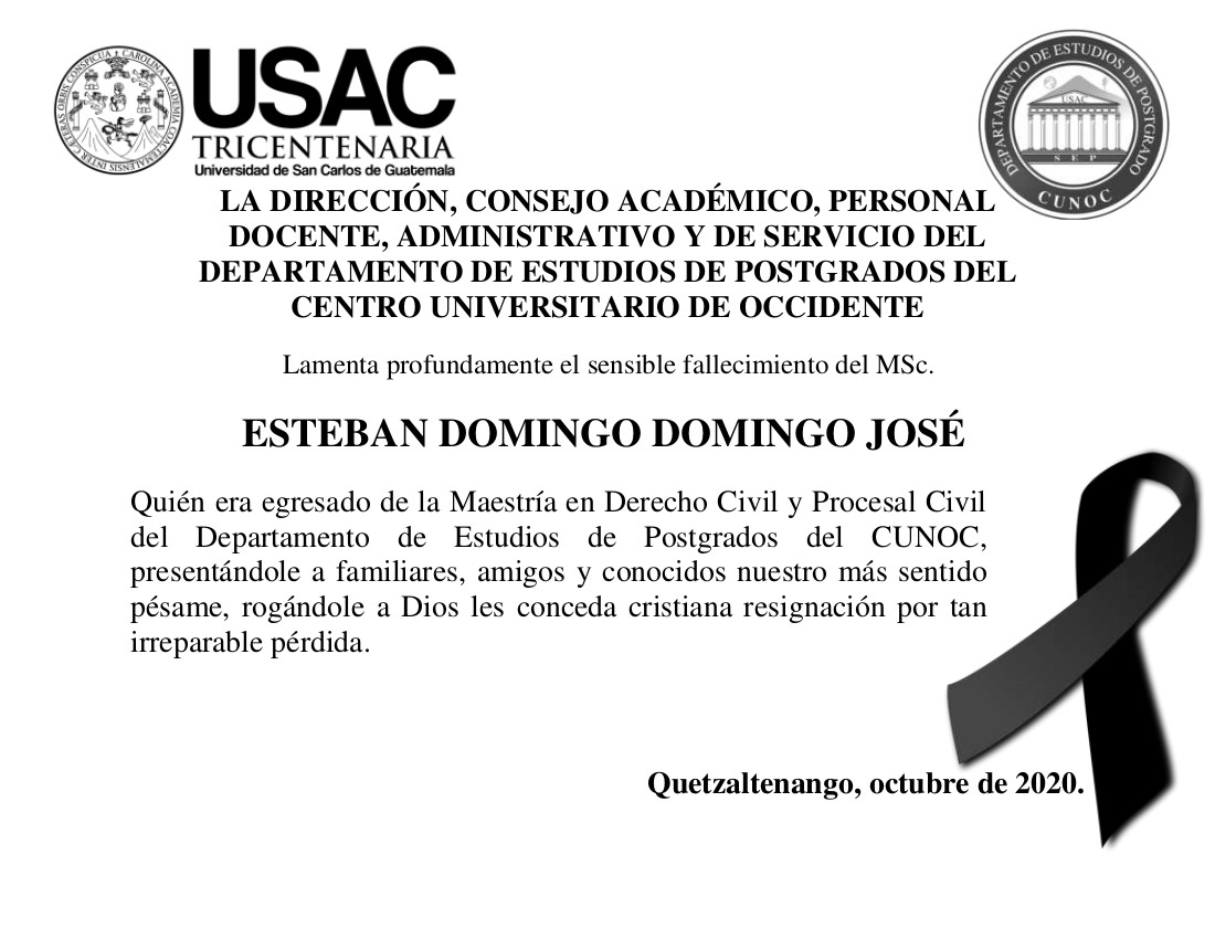 Esquela MSc Domingo Esteban