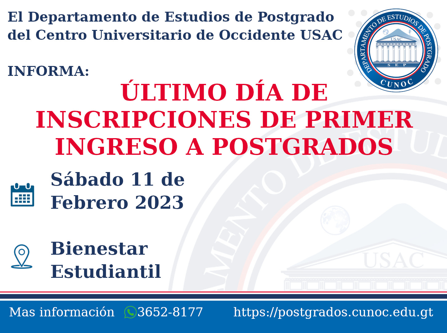 Último día de Inscripciones para primer Ingreso