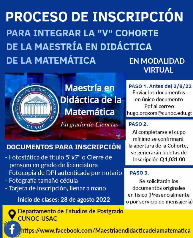 Nueva Cohorte Maestría en Didáctica de la Matemática