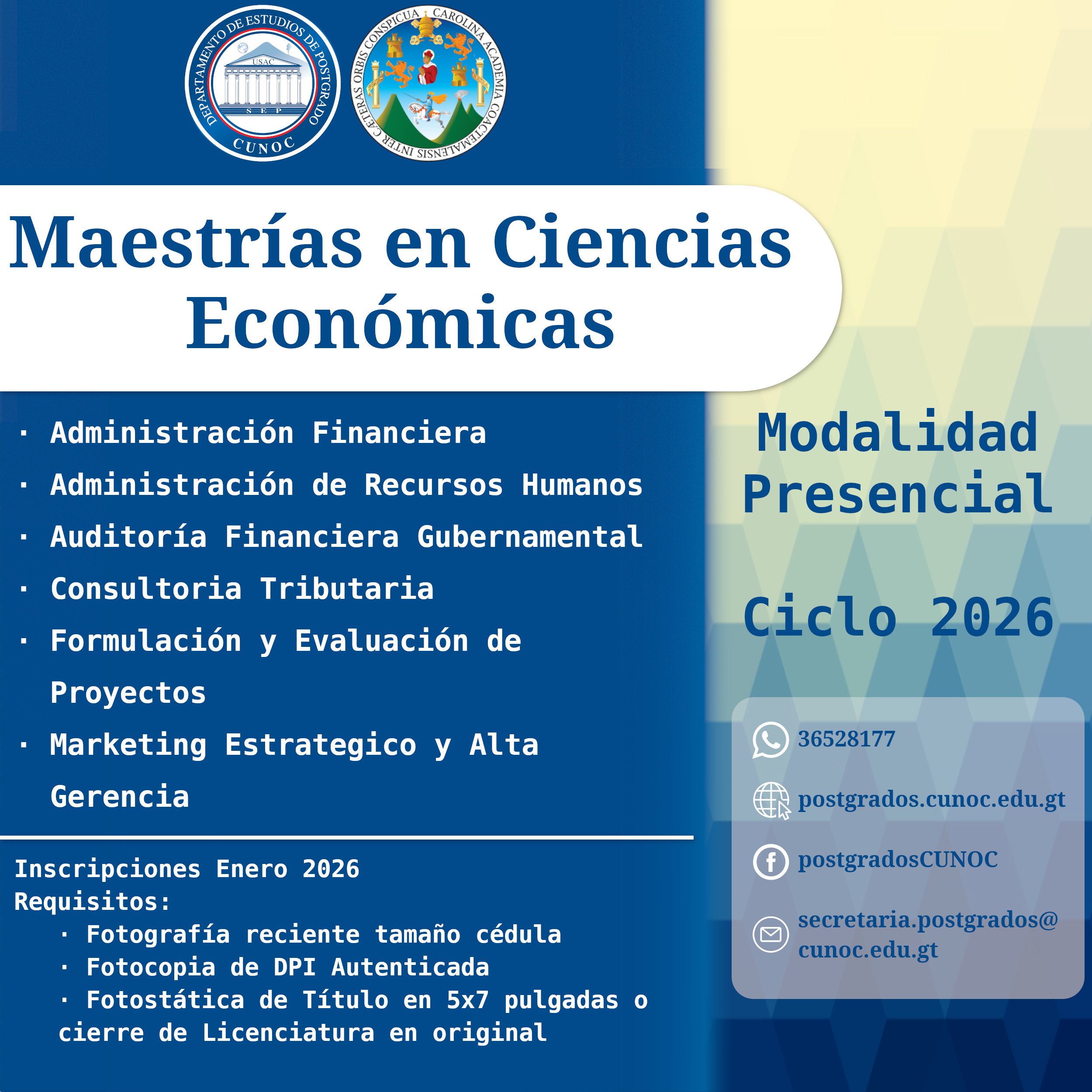 Carreras para el Ciclo 2026