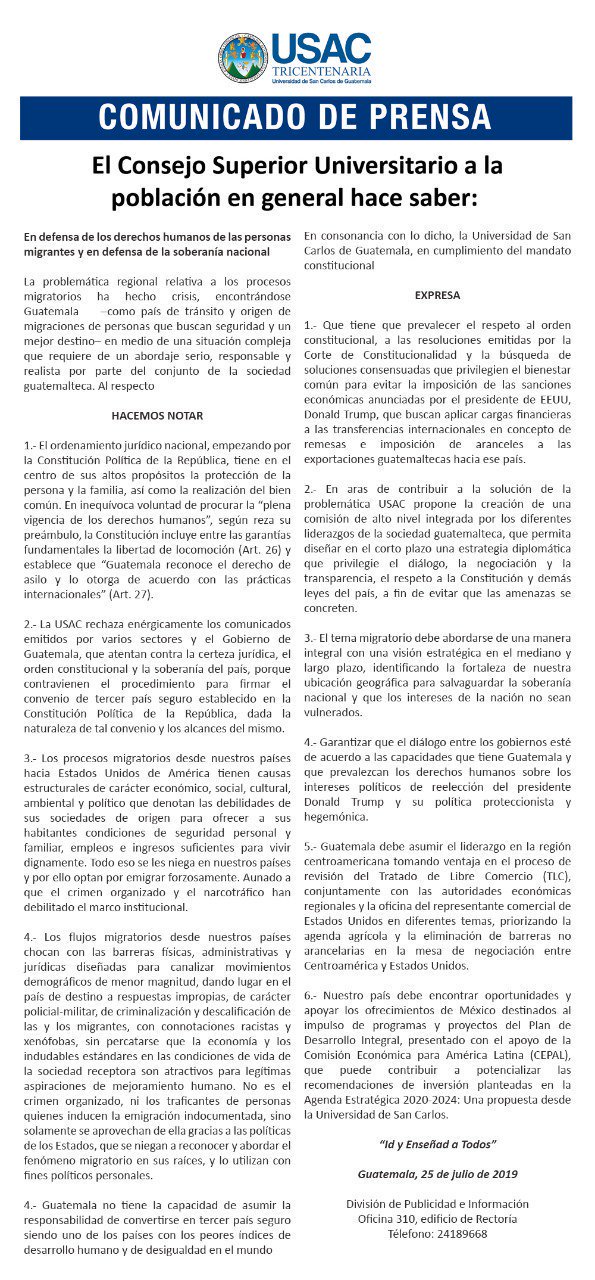 Comunicado del CSU
