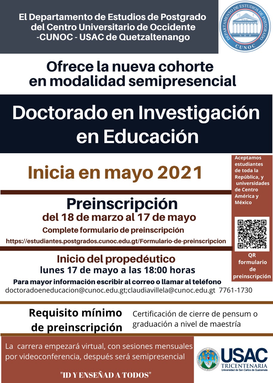 Convocatoria a Doctorado en Investigación en Educación