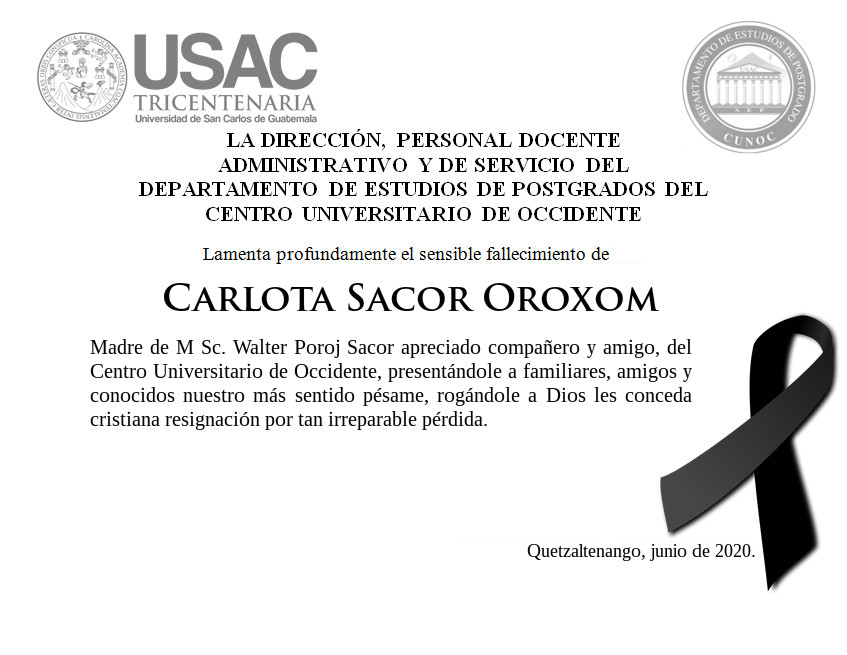 Esquela Madre MSc Walter Poroj