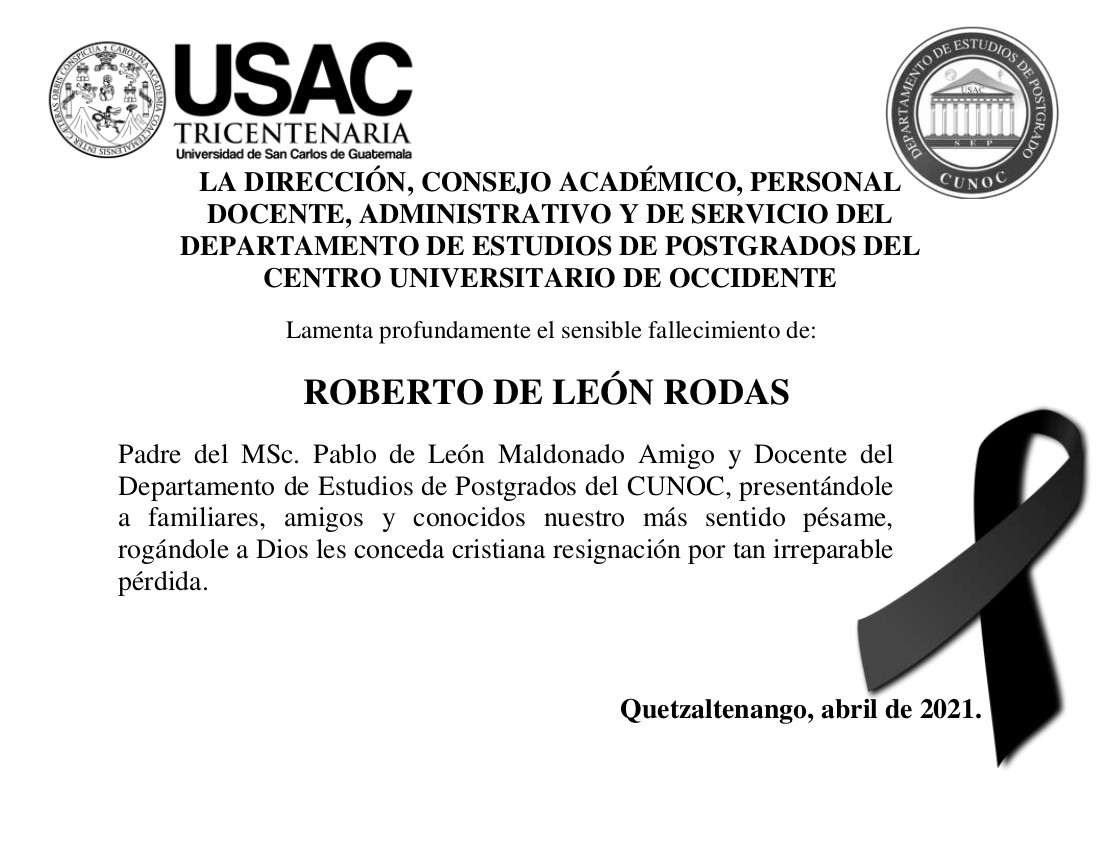 Esquela Roberto de León Rodas