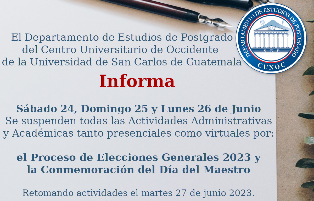 Descanso del 24 al 26 de junio 2023