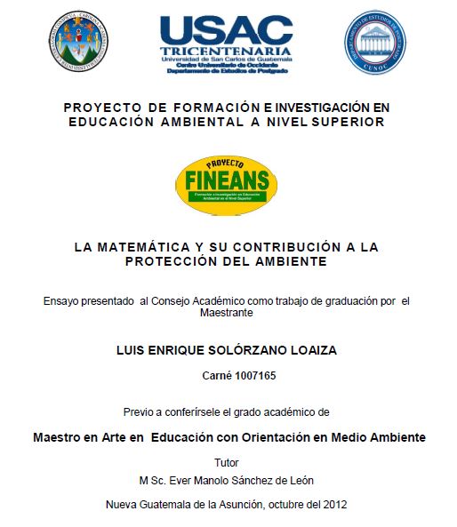 LA MATEMÁTICA Y SU CONTRIBUCIÓN A LA PROTECCIÓN DEL AMBIENTE