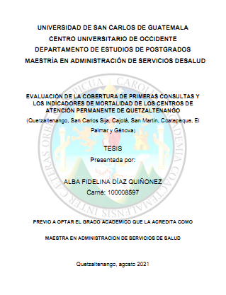 EVALUACIÓN DE LA COBERTURA DE PRIMERAS CONSULTAS Y LOS INDICADORES DE MORTALIDAD DE LOS CENTROS DE ATENCIÓN PERMANENTE
