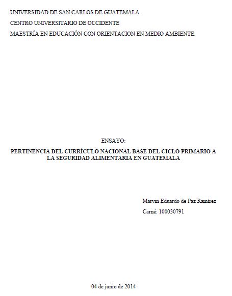 PERTINENCIA DEL CURRÍCULO NACIONAL BASE DEL CICLO PRIMARIO A LA SEGURIDAD ALIMENTARIA EN GUATEMALA