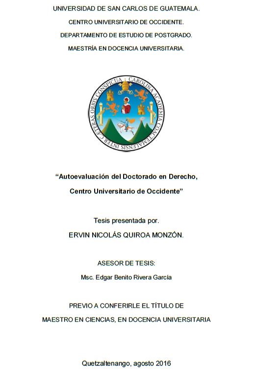 AUTOEVALUACIÓN DEL DOCTORADO EN DERECHO, CENTRO UNIVERSITARIO DE OCCIDENTE