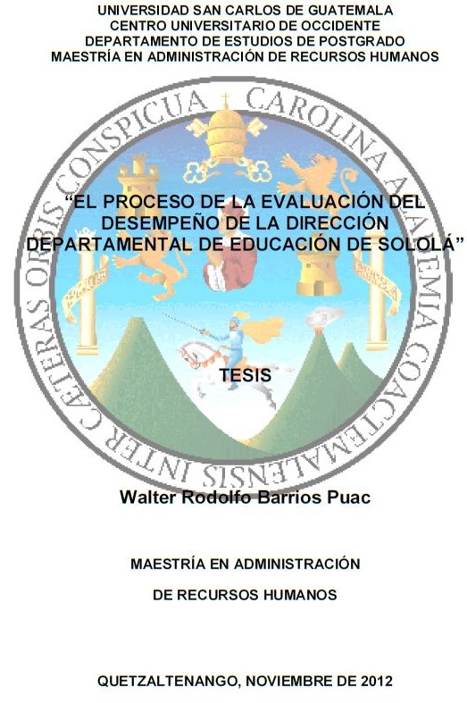 EL PROCESO DE LA EVALUACIÓN DEL DESEMPEÑO DE LA DIRECCIÓN DEPARTAMENTAL DE EDUCACIÓN DE SOLOLÁ