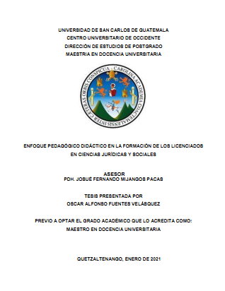 Enfoque pedagogico didactico en la formación de los Licenciados en Ciencias Juridicas y Sociales

