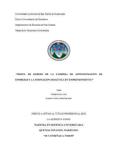 Perfil de egreso de la carrera de Administración de Empresas y la formación didactica en emprendimiento
