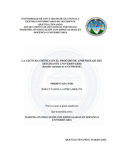 La lectura critica en el proceso de aprendizaje del estudiante universitario
