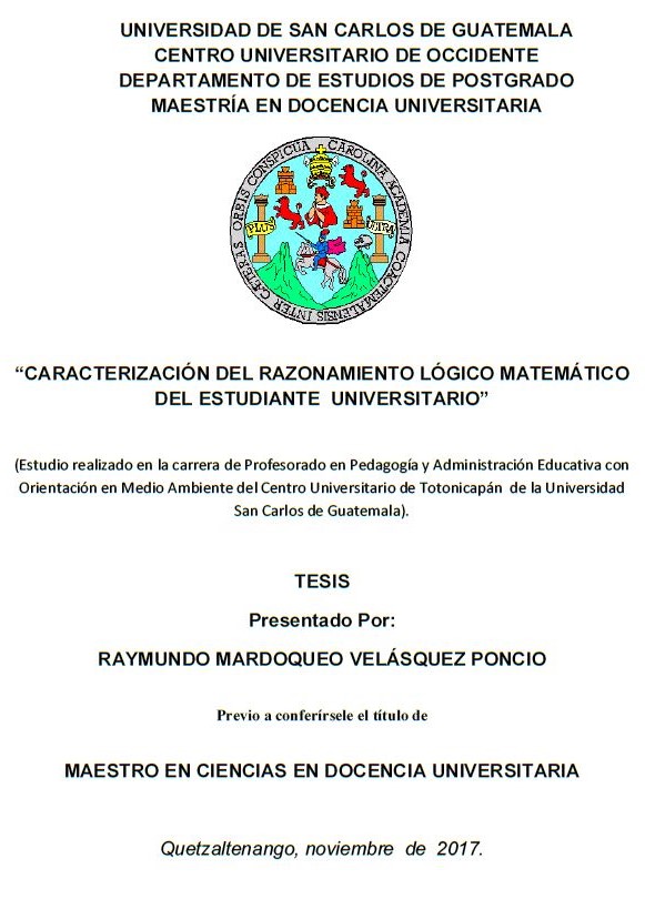 CARACTERIZACIÓN DEL RAZONAMIENTO LÓGICO MATEMÁTICO DEL ESTUDIANTE UNIVERSITARIO