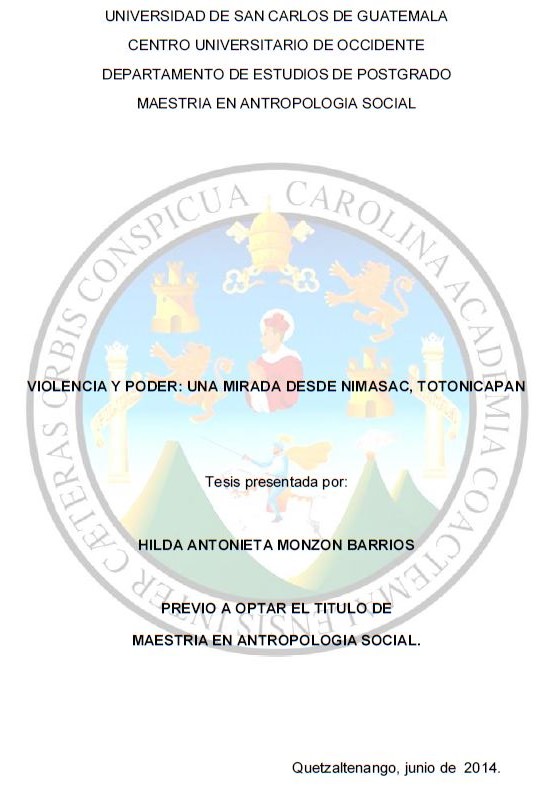 VIOLENCIA Y PODER: UNA MIRADA DESDE NIMASAC, TOTONICAPAN