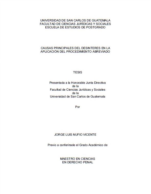 CAUSAS PRINCIPALES DEL DESINTERES EN LA APLICACIÓN DEL PROCEDIMIENTO ABREVIADO