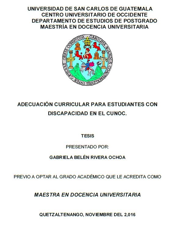 ADECUACIÓN CURRICULAR PARA ESTUDIANTES CON DISCAPACIDAD EN EL CUNOC